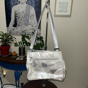 Vintage 80’s / 90’s Silver Gray Patchwork Shoulder Bag